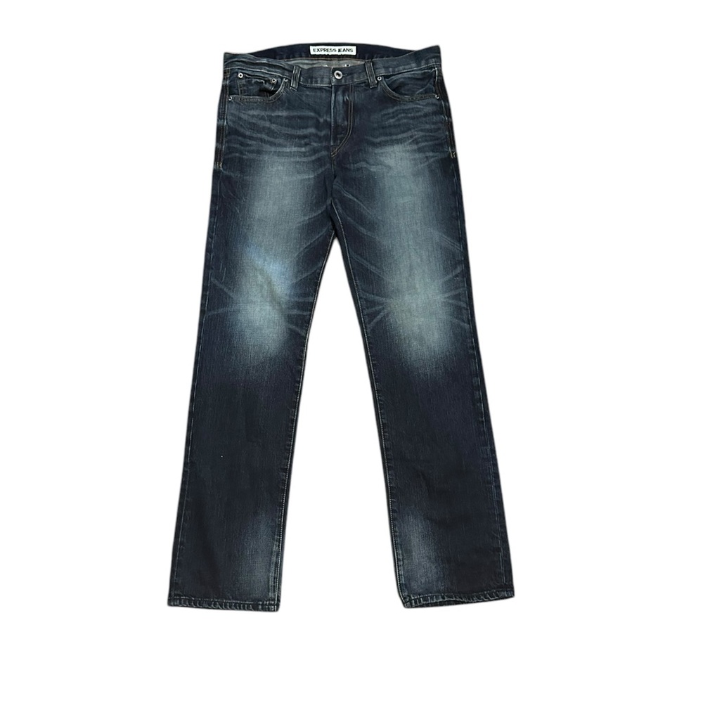 Express Blue Slim Jeans with Vintage Wash